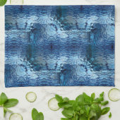 派手な青色の打ち曲げガラス反復 キッチンタオル (折り畳み)