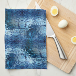 派手な青色の打ち曲げガラス反復 キッチンタオル