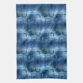 派手な青色の打ち曲げガラス反復 キッチンタオル (縦)