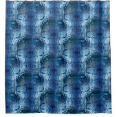 派手な青色の打ち曲げガラス反復 シャワーカーテン (正面)