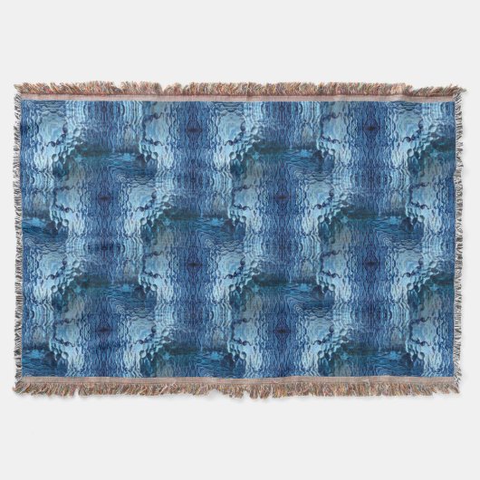 派手な青色の打ち曲げガラス反復 スローブランケット (正面)