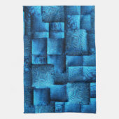 派手な青色の正方形で抽象芸術の部族スケッチ キッチンタオル (縦)