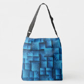 派手な青色の正方形で抽象芸術の部族スケッチ クロスボディバッグ (裏面)