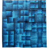 派手な青色の正方形で抽象芸術の部族スケッチ シャワーカーテン (正面)