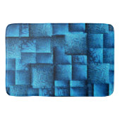 派手な青色の正方形で抽象芸術の部族スケッチ バスマット (正面)