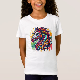 派手な馬カラフル Tシャツ
