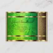 派手な黄金のスネークパターン効果グリーン大理石 名刺 (裏面)