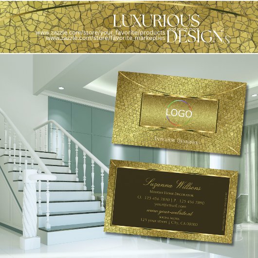 派手な黄金のヘビと金ゴールドの装飾とロカッコいいゴ 名刺