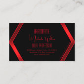 派手な黒い幾何学的な輝きスタイリッシュ赤モダン 名刺 (裏面)