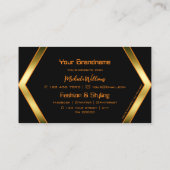 派手な黒の幾何学的と輝く黄金カッコいい 名刺 (裏面)