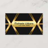 派手な黒の幾何学的と輝く黄金カッコいい 名刺 (正面)