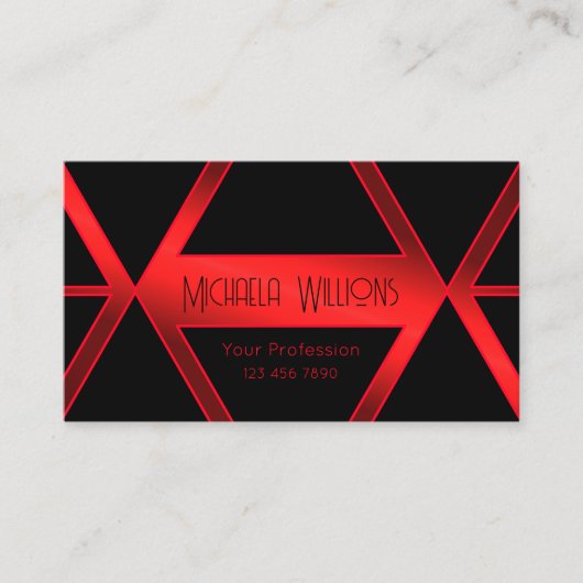派手な黒の幾何学的な輝く赤い目のキャッチ 名刺 (正面)