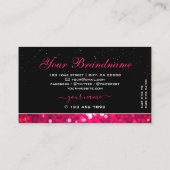 派手な黒ガーリーピンクきらめくグリッタースタイリッシュ 名刺 (裏面)