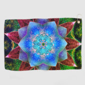 派手な、または老いた青みがかったバーチャルの花 ゴルフタオル (横)