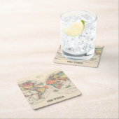 流れおよび貿易風が付いている世界地図の地図 スクエアペーパーコースター (インサイチュ)