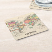 流れおよび貿易風が付いている世界地図の地図 スクエアペーパーコースター (アングル)