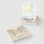 流れおよび貿易風が付いている世界地図の地図 ストーンコースター (横)