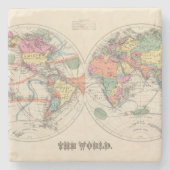 流れおよび貿易風が付いている世界地図の地図 ストーンコースター (正面)