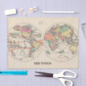 流れおよび貿易風が付いている世界地図の地図 薄葉紙 (クラフト)