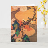 流れによる菊 カード (黄色い花)