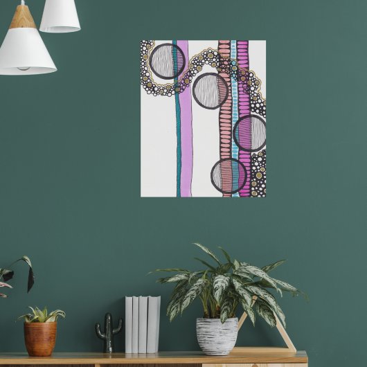 流れに沿って行く、オリジナルアートのドードル ポスター (リビング1)