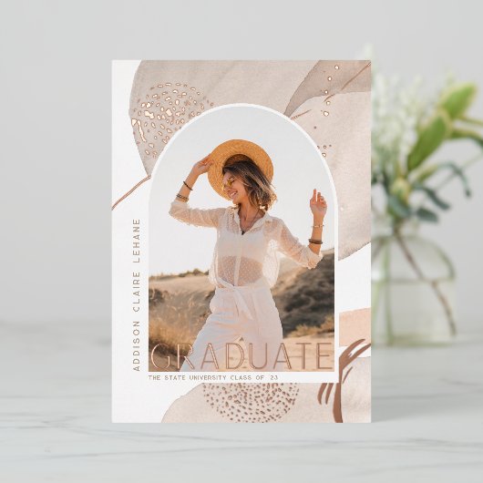 流れに沿って |フォイルフォト卒業発表 箔招待状 (立ち正面)