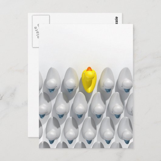 流れに逆らうゴムのカモ ポストカード (正面/裏面)