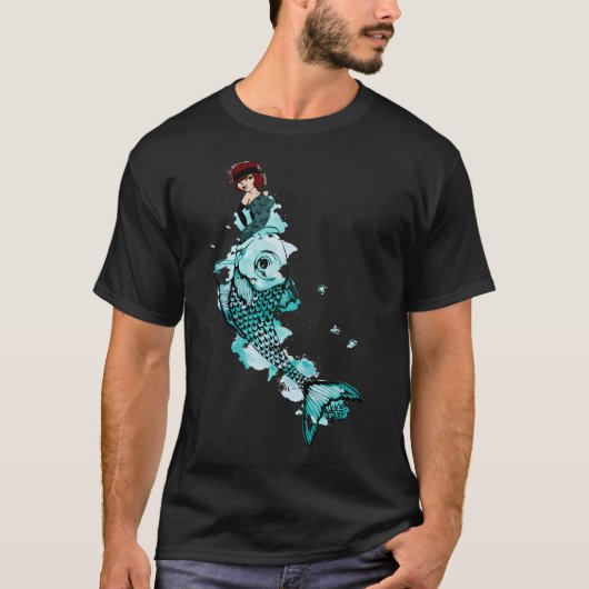 流れに逆らって泳ぐ Tシャツ (正面)
