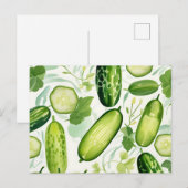 流れのある穏やかな水色キュウリ模様 ポストカード (正面/裏面)