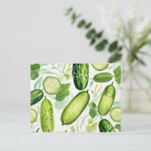 流れのある穏やかな水色キュウリ模様 ポストカード (スタンド正面)