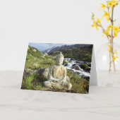 流れの中のブッダ カード (黄色い花)