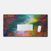 流れの中の水と葉 デスクマット (キーボード&マウス)