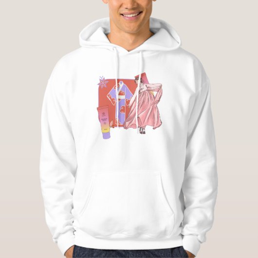 流れるようなピンクの韓服と輝くBBクリーム パーカ (正面)