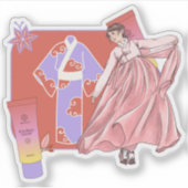 流れるようなピンクの韓服 & グロウBBクリーム シール (正面)