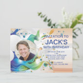 流れるような写真の招待状 招待状 (スタンド正面)