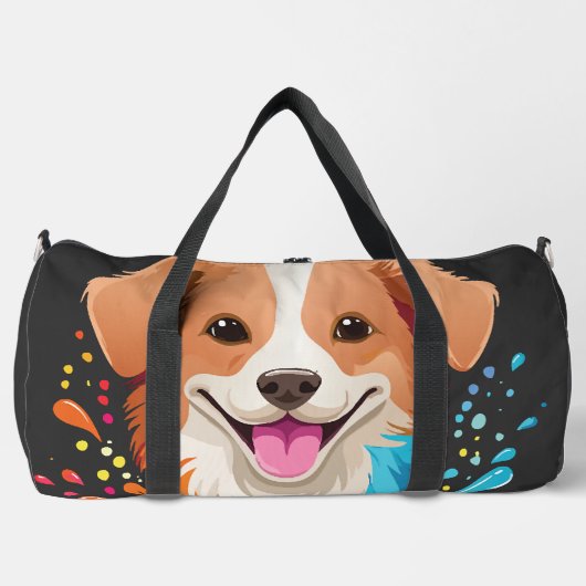 流れるような色が滴るかわいい犬の肖像 ダッフルバッグ (正面)