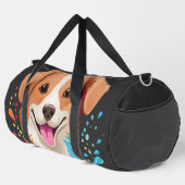 流れるような色が滴るかわいい犬の肖像 ダッフルバッグ (右コーナー)