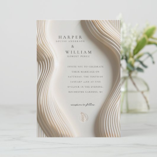 流れるアイボリー結婚の 招待状 (スタンド正面)