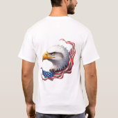 流れるアメリカ国旗のハゲワシの頭 Tシャツ (裏面)