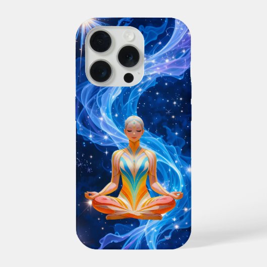 流れるエネルギーを持つ瞑想的な女性 iPhoneケース (裏面)