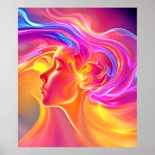 流れるエネルギーポートレートアート ポスター (正面)