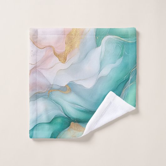 流れるエメラルドと金ゴールド大理石 ウォッシュタオル (ウォッシュタオル)