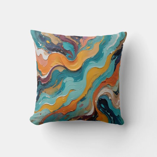 流れるオーガニックシェイプのミュート色装飾用クッション クッション (正面)