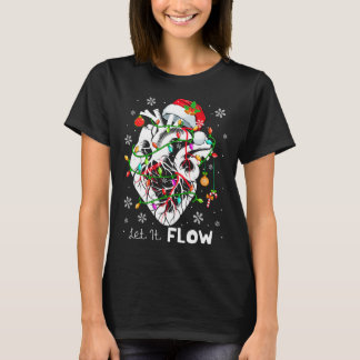 流れるクリスマスの解剖学サンタのハート部分の心臓 Tシャツ