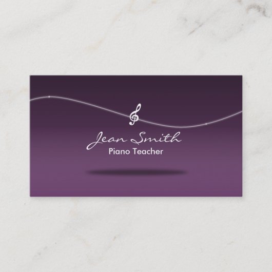 流れるクレフ、音符記号の紫色のピアノの教師の名刺 名刺 (正面)
