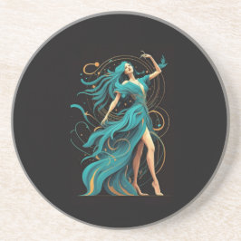 流れるコースターのフェニックス女性のシルエット コースター