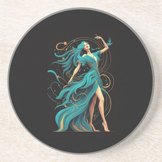 流れるコースターのフェニックス女性のシルエット コースター (正面)