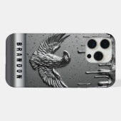 💛 流れるゴールドイーグルカスタムネーム液状金属  iPhoneケース (裏面横)