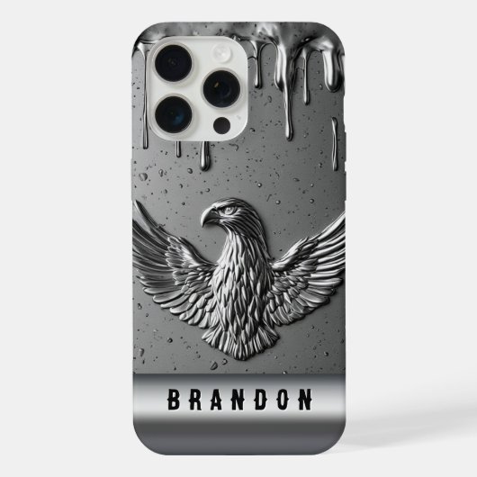 💛 流れるゴールドイーグルカスタムネーム液状金属  iPhoneケース (裏面)