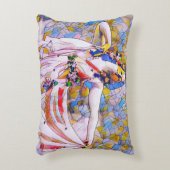 流れるドレスを着たステンドグラスのダンサー アクセントクッション (正面(垂直))